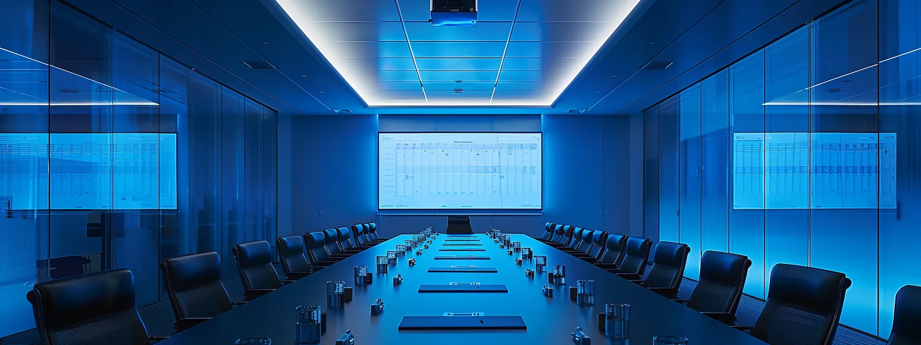 a professional office setting featuring a sleek conference table surrounded by diverse stakeholders engaged in a discussion, with sharp visuals of regulatory documents and a digital screen displaying nc mobile home installation requirements highlighted in bold graphs.