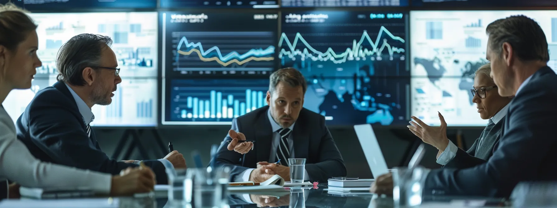a sleek, modern office environment captures a diverse group of professionals engaged in a focused discussion about cigarette tax surety bonds, surrounded by digital screens displaying financial charts and regulatory frameworks, highlighting the importance of clarity and compliance in the bond application process.