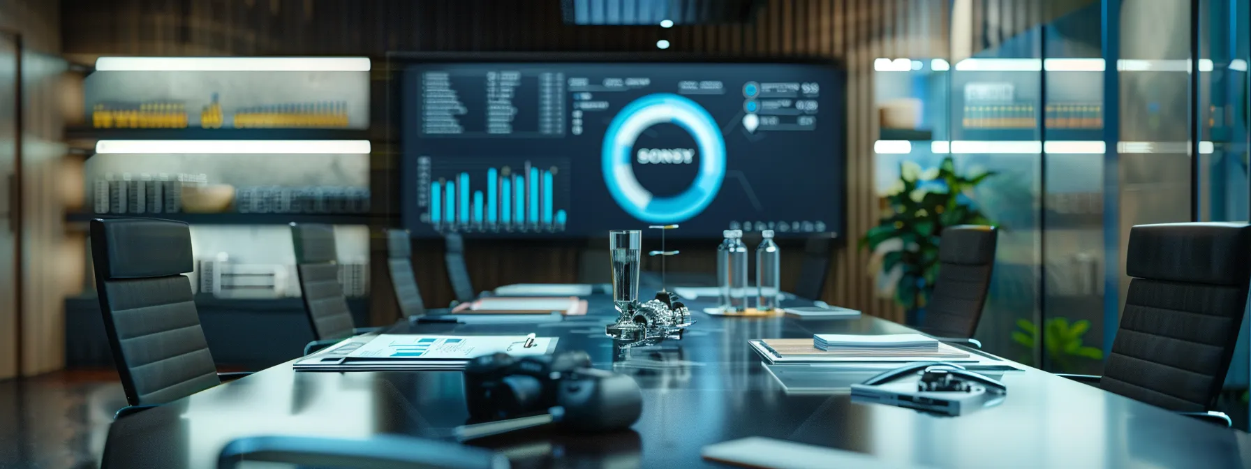 a visually striking office environment featuring a polished conference table surrounded by financial documents and a graph display projecting the varied costs of alcoholic beverage tax bonds across different states, emphasizing compliance and clarity in the taxation process.